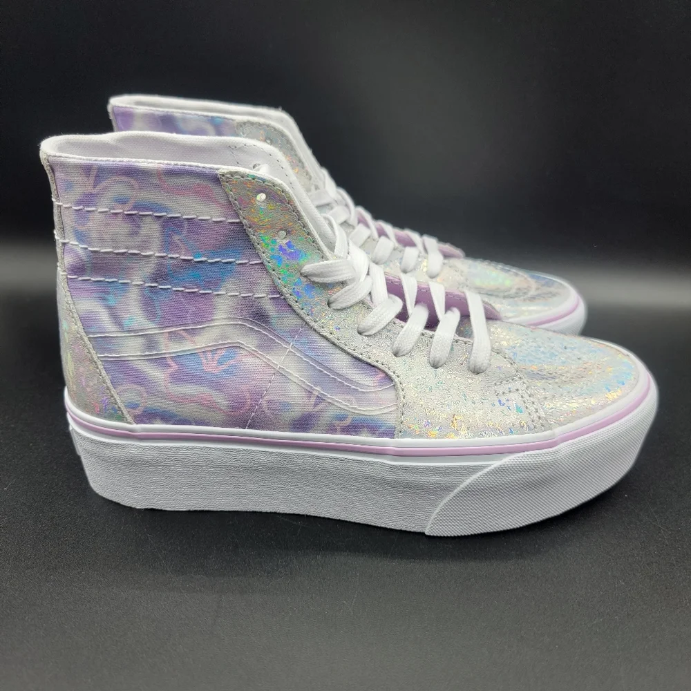 Vans Sk8-Hi Platform Butterfly Silver Purple White Women's Shoes Size 7.5 New